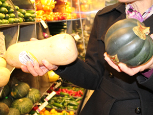 Winter squash varieties available at local grocery store. 